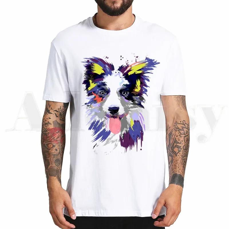 Border Collie Print Tshirt Hip Hop Girl Print Top Tees Harajuku Dog Cartoon Funny Kawaii Art Tshirts Men Fashion Summer Tshirts