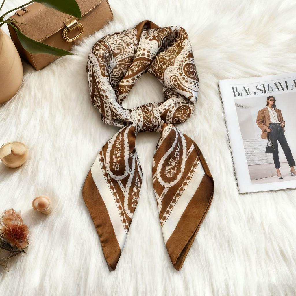 High-end light luxury small square scarf women's Hangzhou satin silk versatile professional wear with shirt scarf neck protection scarf silk scarf