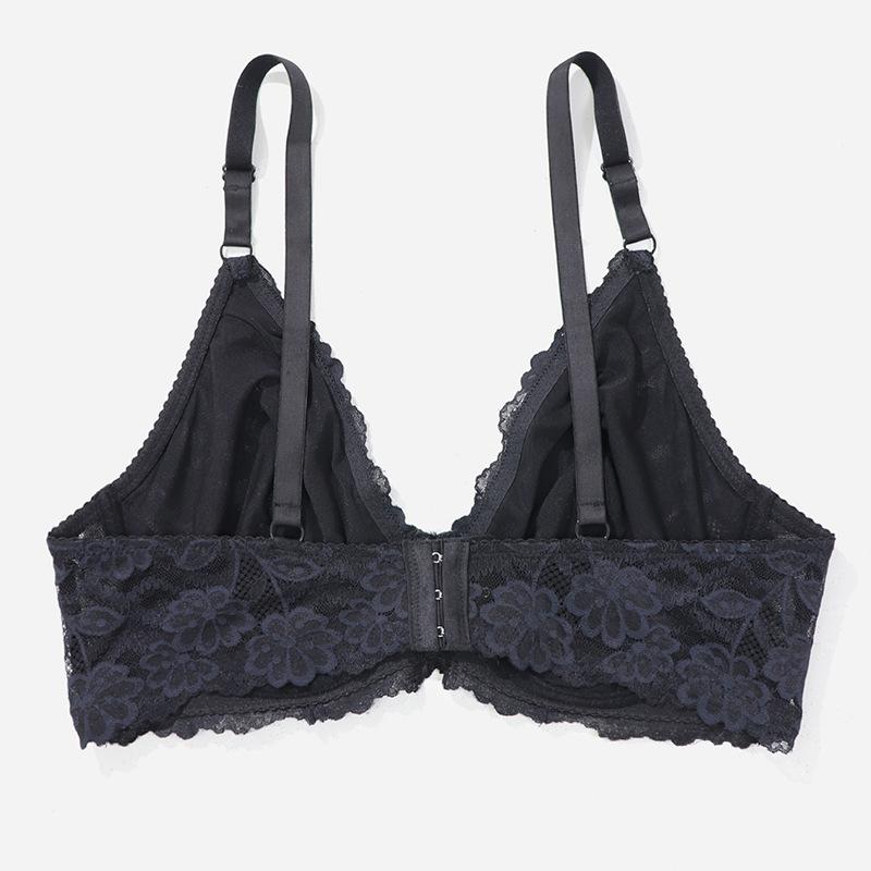 Women's Large Size Lace Underwear Translucent Push-up Bra Ultra-thin Breathable Lingerie CD Cup Large Breasts
