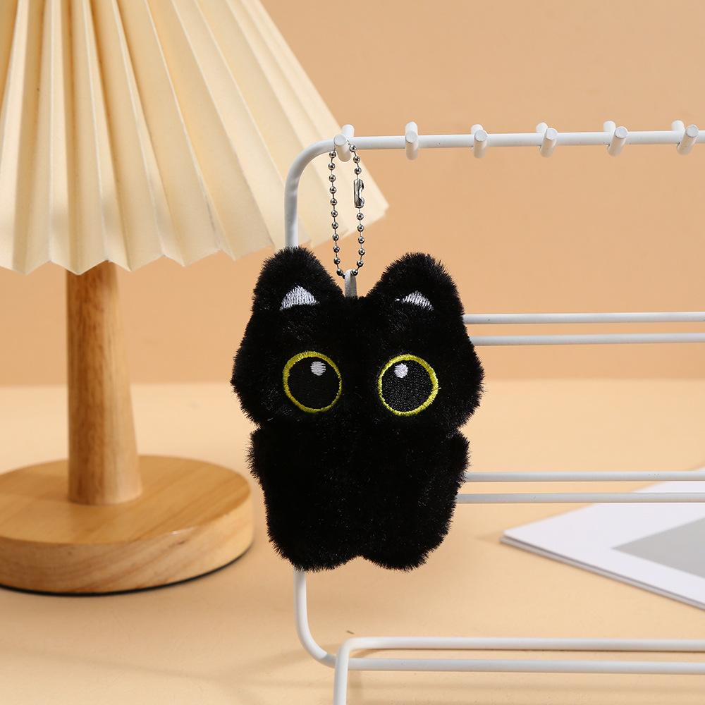 1Pcs Cute Plush Black Cat Doll Toy Keychain Bag Pendant Charms Car Keyring Accessories For Women Couples Kawaii Gift