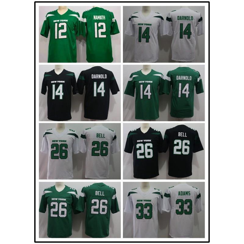 New York Jets NFL Football Jersey Mens Authentic Style Team Uniform Shirt With Player Numbers 2 8 12 14 26 33