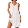 Women's Fashion Sleeveless Lightweight V-Neck Short Evening Solid Color Dresses