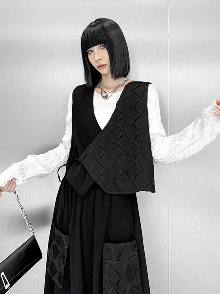 Xitao Solid Color Patchwork Dress LJ1076