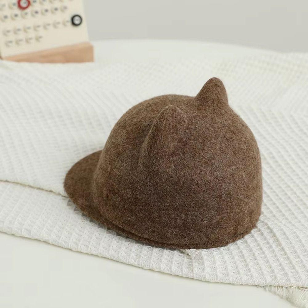 Wool Kids Wool Equestrian Hat Solid Color Kids Sunshade Visors Stylish Baby Knitted Hat  2-6 Year