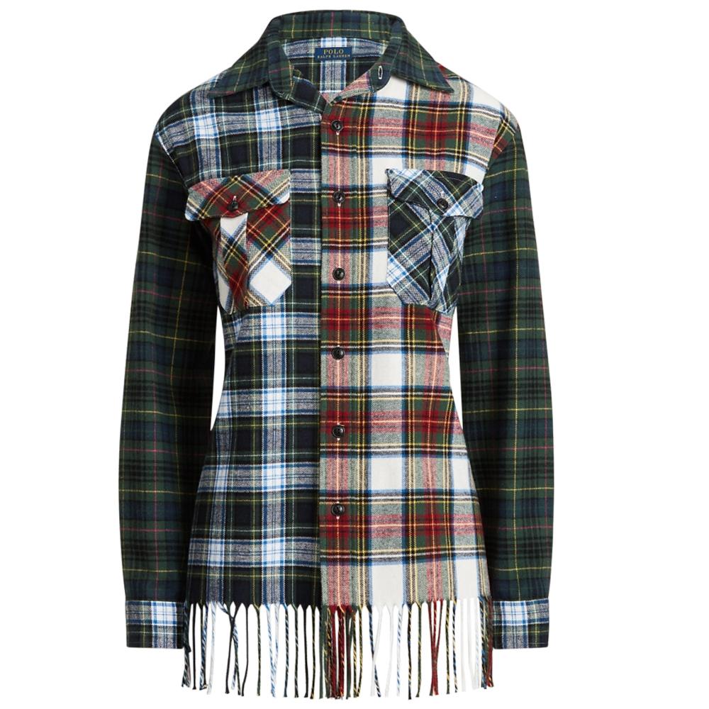 Ralph Lauren SS24 Flannel Fringe-Trim Plaid