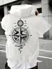 Pullover Hooded Sweatshirt Unisex Men Women Compass Graphic Print Hoodie Streetwear Long Sleeve Tops With Kangaroo Pocket
