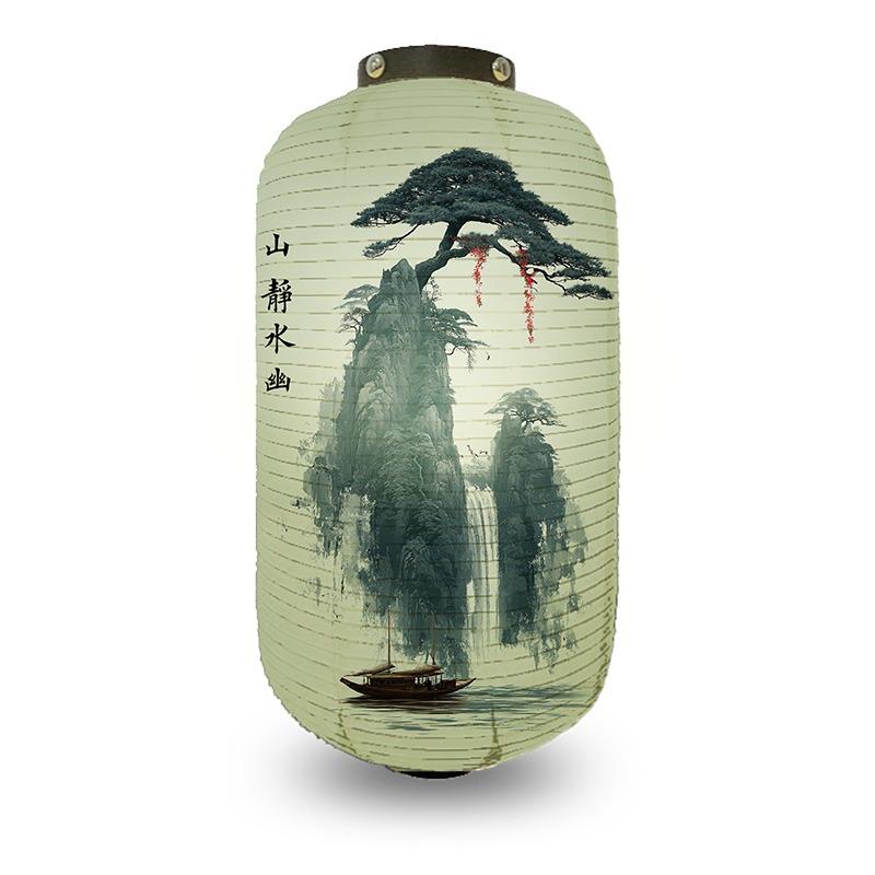 Chinese Pine Tree Scenery Pattern Lantern Outdoor Traditional Cylinder Lantern Wedding New Year Festival Decoration Lantern