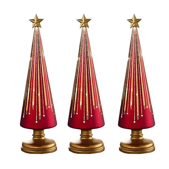1/3Pcs Christmas Tree Decor with LED Light Built-in Timer Gradient Xmas Tree Sculptures Festive Home Decor
