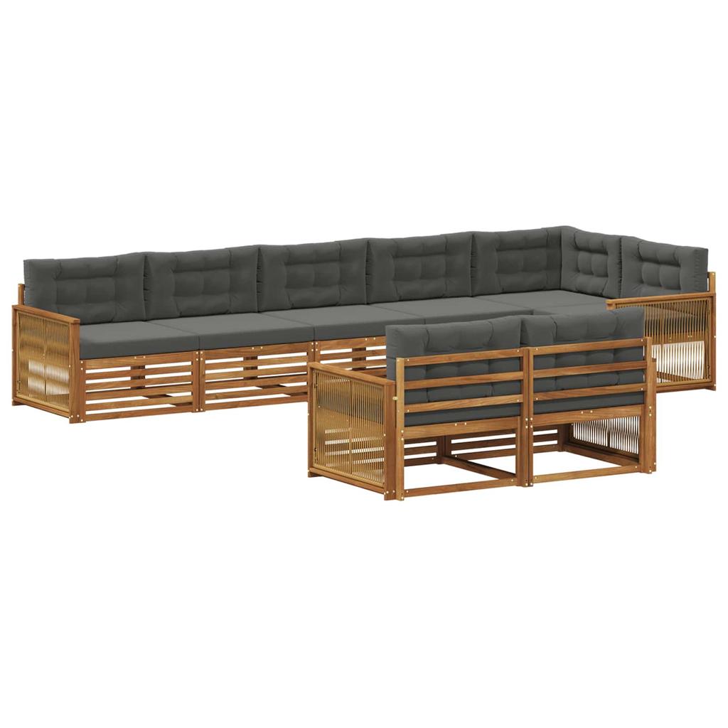 Outdoor Sofa Set with Cushions 8 pcs Natural and Anthracite