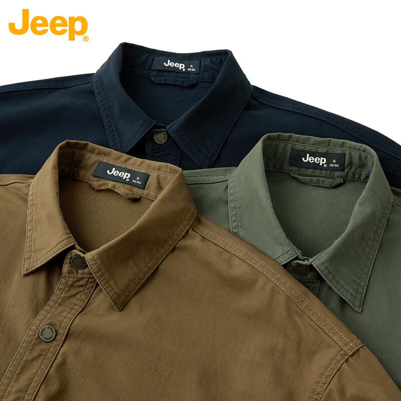 JEEP Men's Washed Cotton Long Sleeve Work Shirt