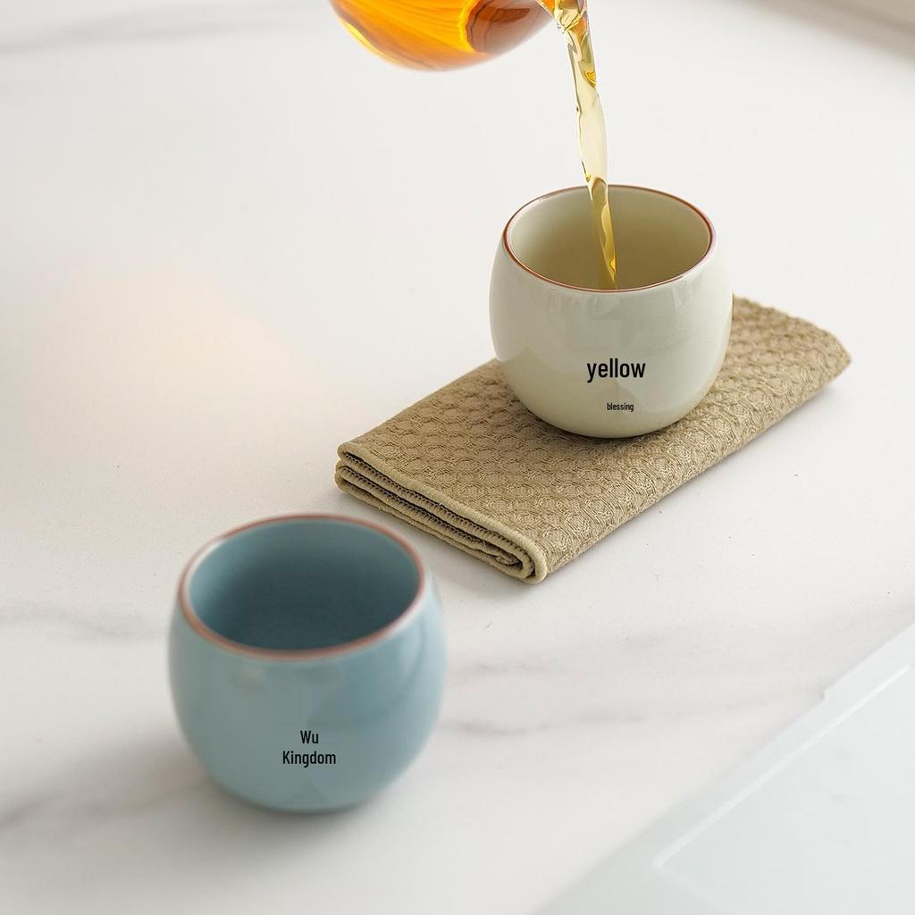 High-grade Ru Ware Personalized Ceramic Tea Cup with Hundred Family Surnames