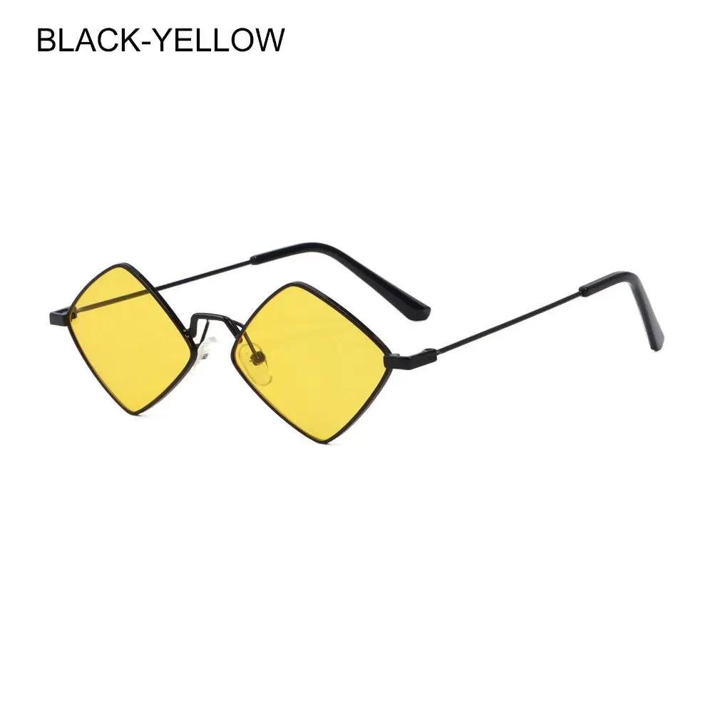 New Brand Hipster Polygon Sunglasses Women Vintage Irregular Small Frame Rhombus Retro Alloy Black Sunglasses