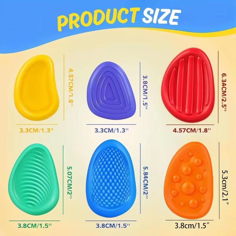 6PCS Fidget Toys Sensory Stone Set Soft Textured Worry Stones for Autism Calming Silicone Sensory Autism Toys for Anxiety Relief