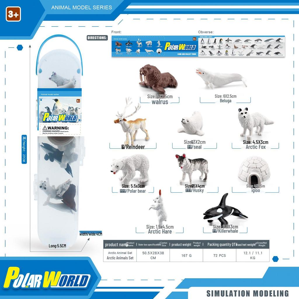 Realistic Arctic Animal Models: Polar Bear, Arctic Fox, Seal, Walrus, Whale