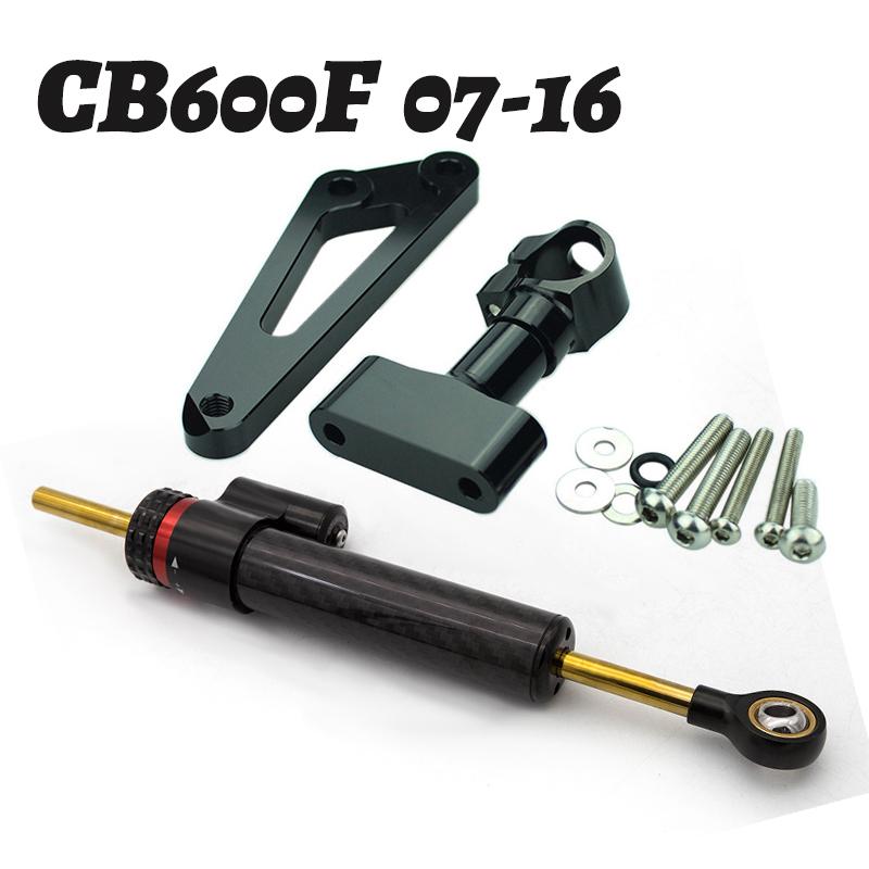 Fiber Carbon Steering Damper Stabilizer Motorcycle For Honda CB600F HORNET CB 600 F 2007-2016 Dampers Mount Bracket Support Kit