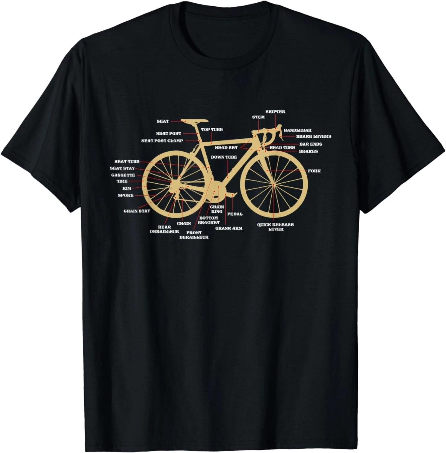 Bicycle Cycling Anatomy Road Bike Parts Biking Cyclist Gift Unisex T-Shirt 4XL