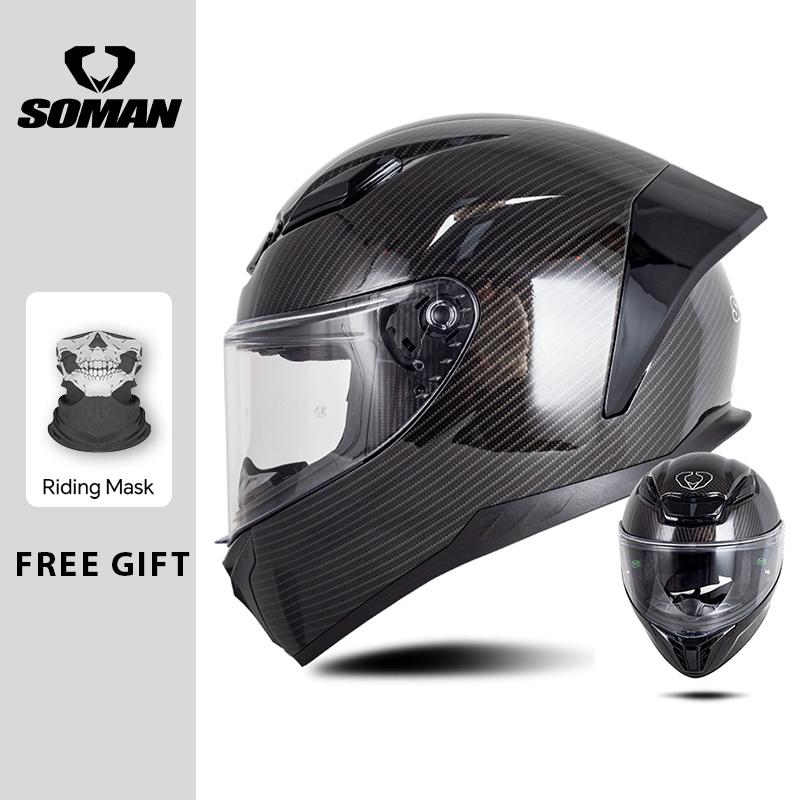 Men Women Full Face Helmet Cascos Para Motos DOT Approved SOMAN Motorcycle Helmets Retro Vintage Full Face Helm