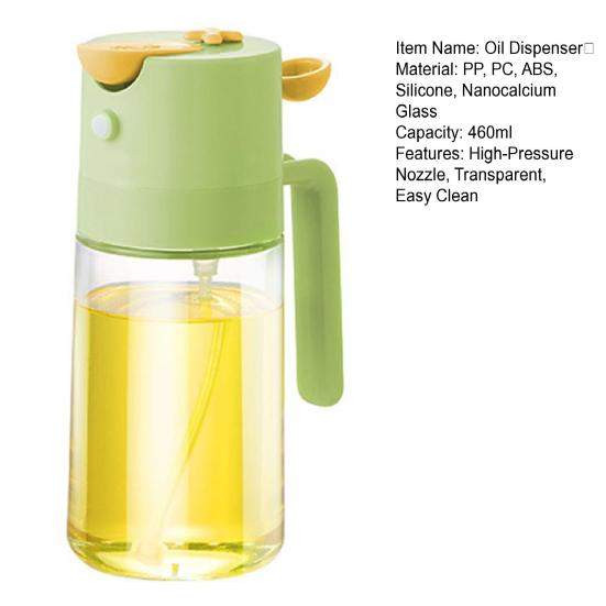 Olive Oil Mist Sprayer 460ml Oil Control Spray Bottle with High-Pressure Nozzle Dual-purpose Kitchen Gadget for Air Fryer Salad Cooking