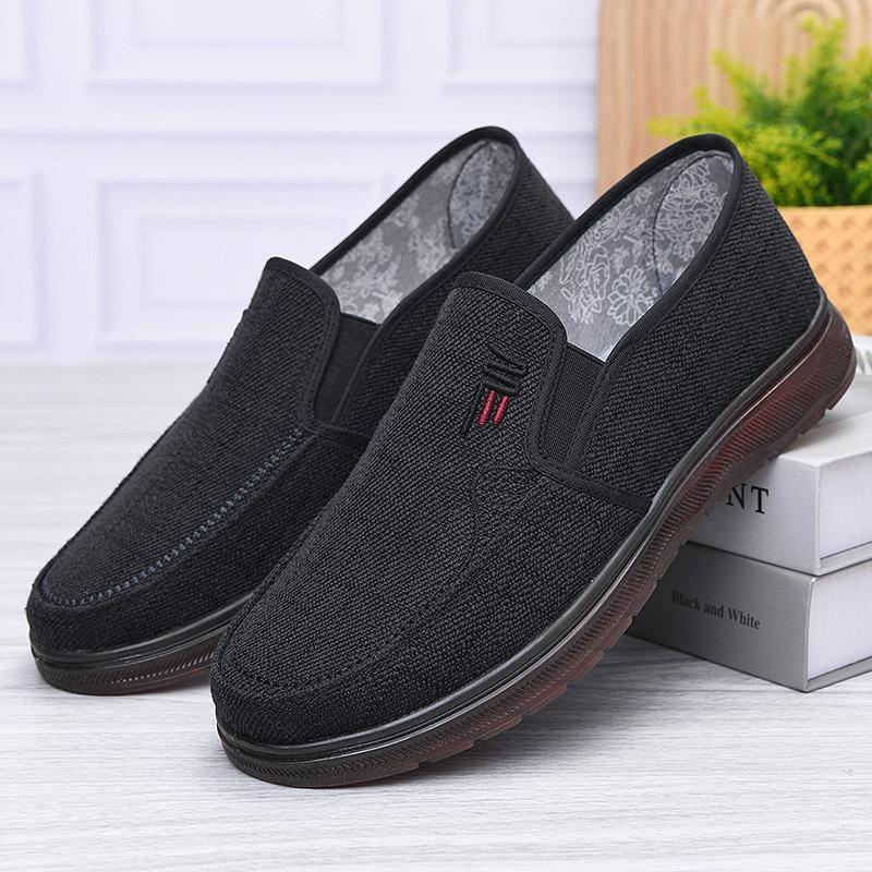 Breathable Linen Men's Shoes New Non-slip One-pedal Casual Shoes Summer Old Beijing Cloth Shoes Single Shoes Middle-aged and Elderly