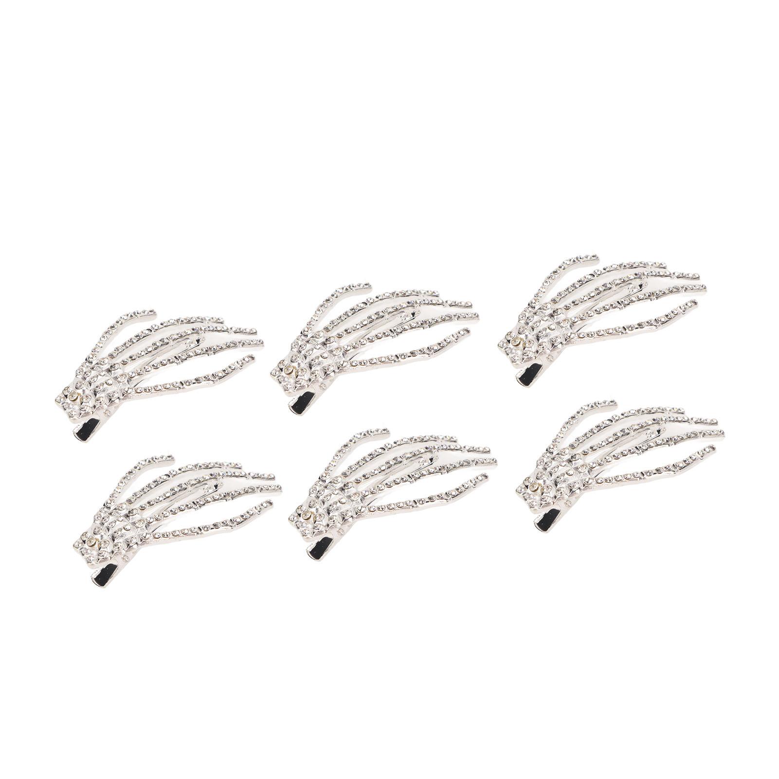 

Заколка для волос в виде скелета руки Панк Рок Хоррор Стразы Кость Заколка-зажим Клешни для Хэллоуинской вечеринки