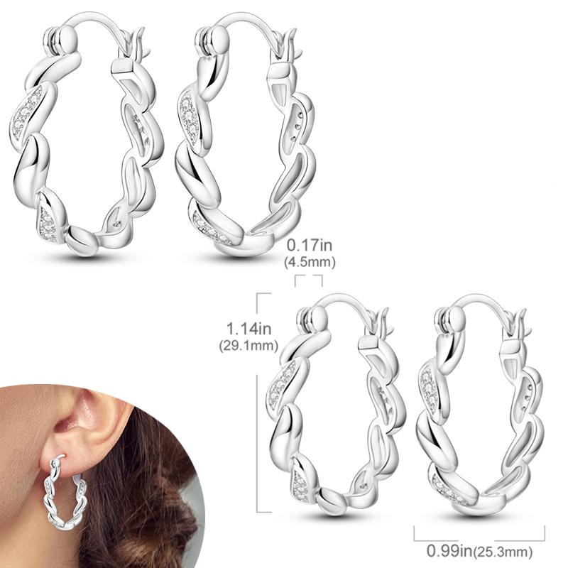 Original 925 Silver Hoops Earrings Zircon Pave Colourful Hoop Earrings For Women Fashion Jewelry Gift