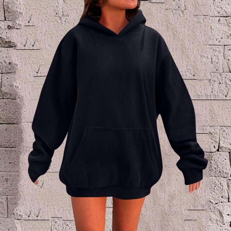 

Oversized Fleece Hoodies For Women Long Sleeve Pullover Sweatshirts With Pocket S чёрный