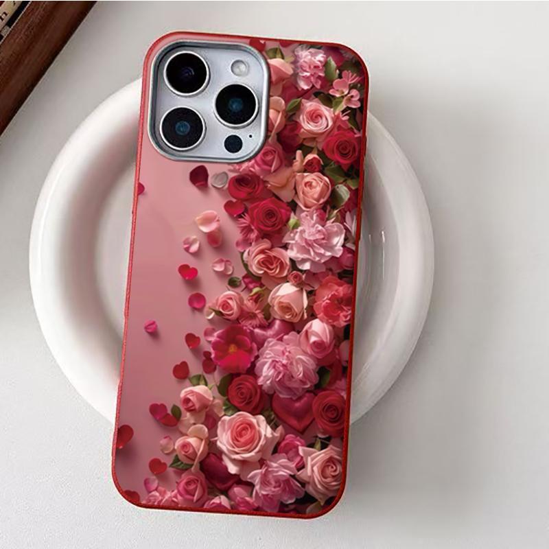 Kreatywne etui na telefon z wzorem płatków serca róży dla Iphone 17 16 Pro Max 15 14 13 12 11 XS X XR 7 8 Plus 16E 17Air Miękka matowa osłona