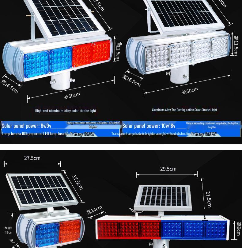Dual-Sided LED Strobe Traffic Warning Light for Road Construction (Red & Blue)