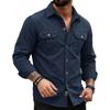 [FUZHIHUA] Men's Long-Sleeve Work Shirt, American Casual Style, Chest Pocket, Sweat-Wicking, Quick-Drying, Sweat Stain Resistant, Plain, Autumn/Winter