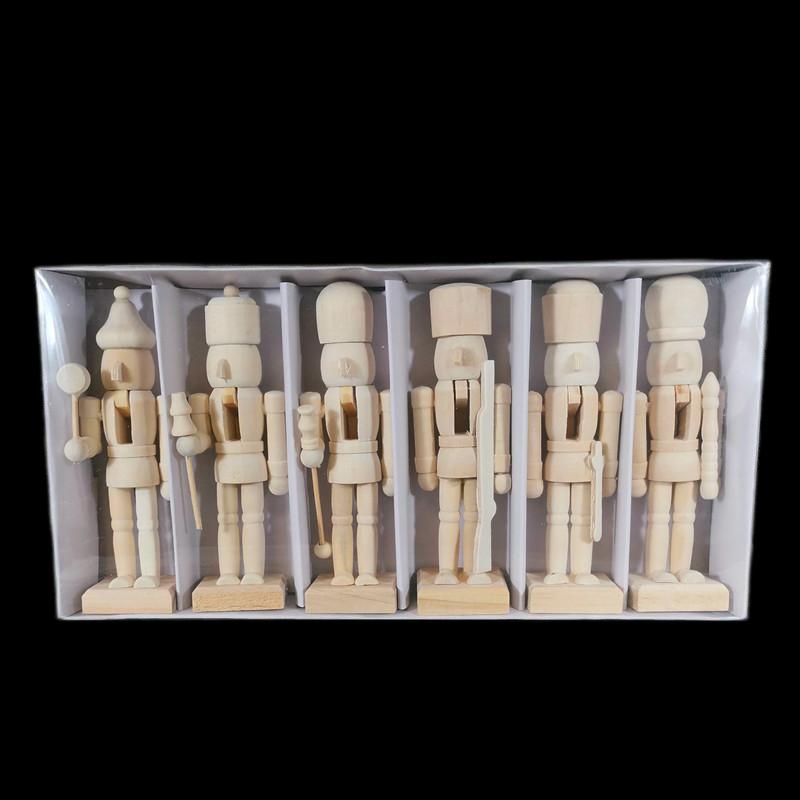 18Cm Unfinished Wooden Nutcracker Blank Soldier Doll With Paint Brush Pigment Diy Painting Craft For Christmas Home Decoration