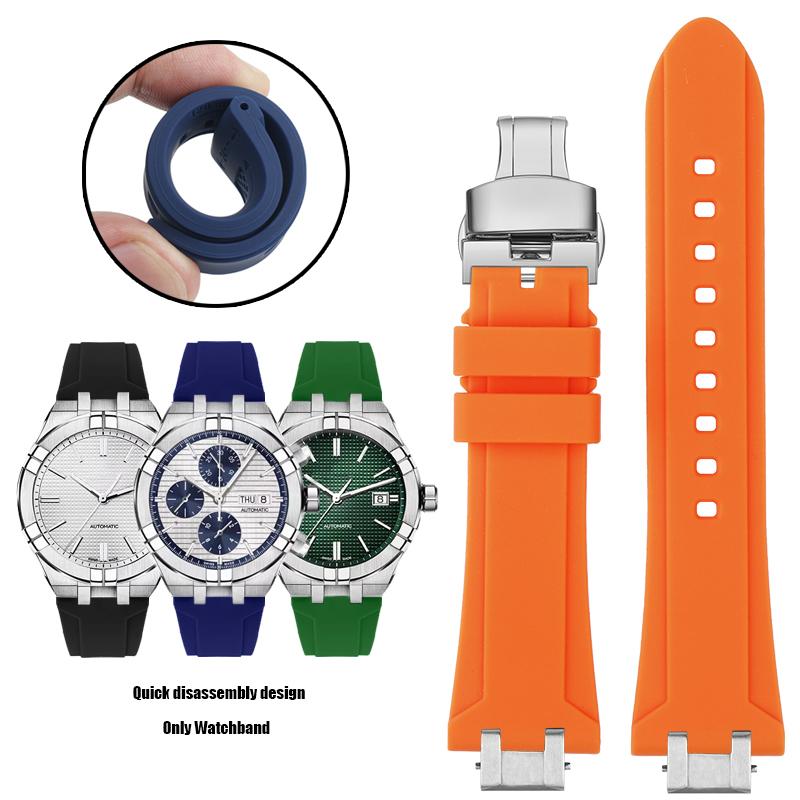 Für MAURICE LACROIX AIKON Gummiarmband-Steg AI6008 6038 6007 Armband Schnellverschluss Metall Stahlkopf Silikon Uhrenarmband
