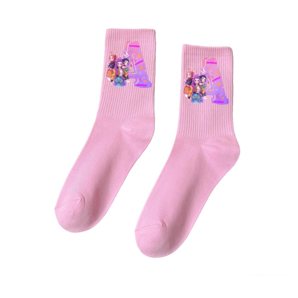 Kpop Demon Hunters Letter A-Z Socks Gentle Thick Warm Student Outdoor Sports Cold Season Warmth Girls Mid-Calf Children's Birth Date Present