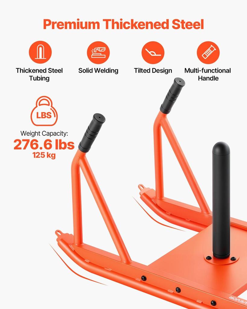 Weight Sled, Steel Power Sled, Fitness Strength Training Sleds for Athletic Exercise Speed Improvement, Workout Fitness Equipment with Handle,