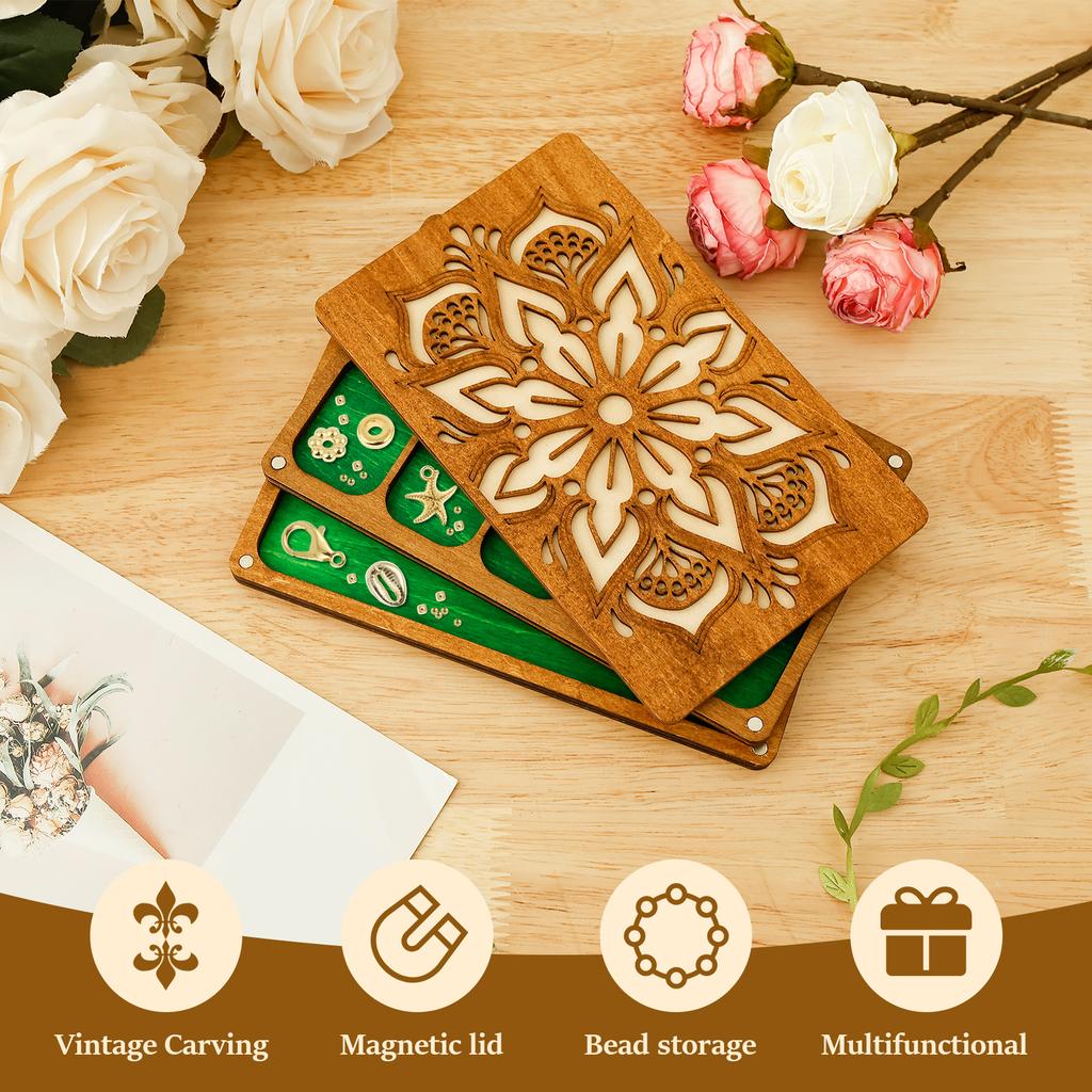 Bead classification tray Unique carved patterns Magnetic cover Multifunctional Bead Board for Necklace Bracelet Making