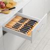 VaeFae Knife Bamboo Knife Organizer Insert for Kitchen Knife Drawer Storage with Knife Sharpener Slot Not In-Drawer Block, (Knives Included)