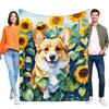 Corgi Blanket Cute Dog Sunflower Design Soft Fluffy Throw Blanket for All Seasons Perfect Gift for Dog Lovers and Home Decor