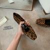Sheepskin version~ French leather shoes leopard print Mary Jane shoes women's single shoes rhinestone shallow mouth ballet flat shoes ladyshoes