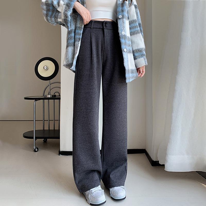 

Женские широкие брюки с эластичной талией, утягивающие прямые повседневные брюки с высокой талией XL серый