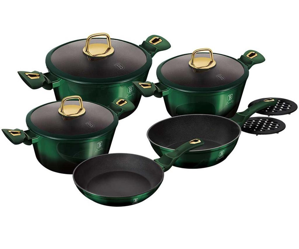 TITANIUM POTS BERLINGER HAUS 10 pcs. BH-6065 EMERALD