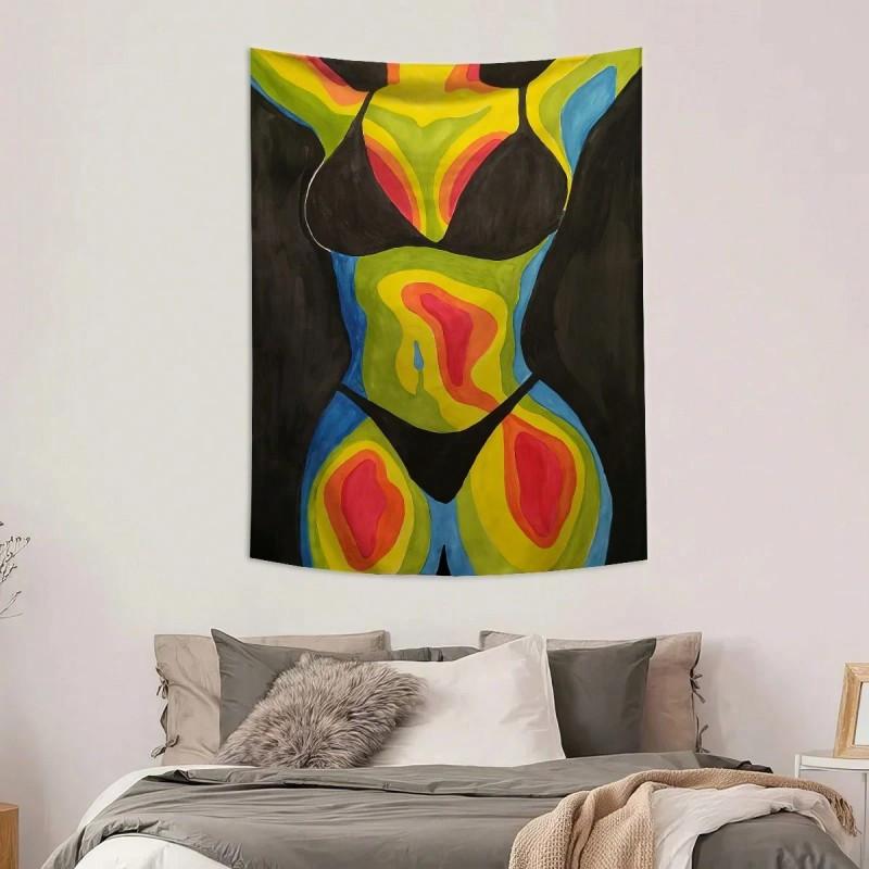 Abstract Female Body Art Tapestry Colorful Modern Wall Decor Boho Chic Living Room Bedroom Artistic Home Decoration