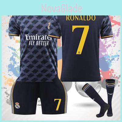 2324 Real Madryt Niebieska Koszulka Wyjazdowa 10 Modrić 7 Vinícius 5 Varane Zestaw Piłkarski