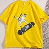 Vintage Cat Graphic Tee for Skater Graphic T Shirts Cute Funny Kitten Cat Tshirt Soft Casual Unisex Streetwear Male Clothing