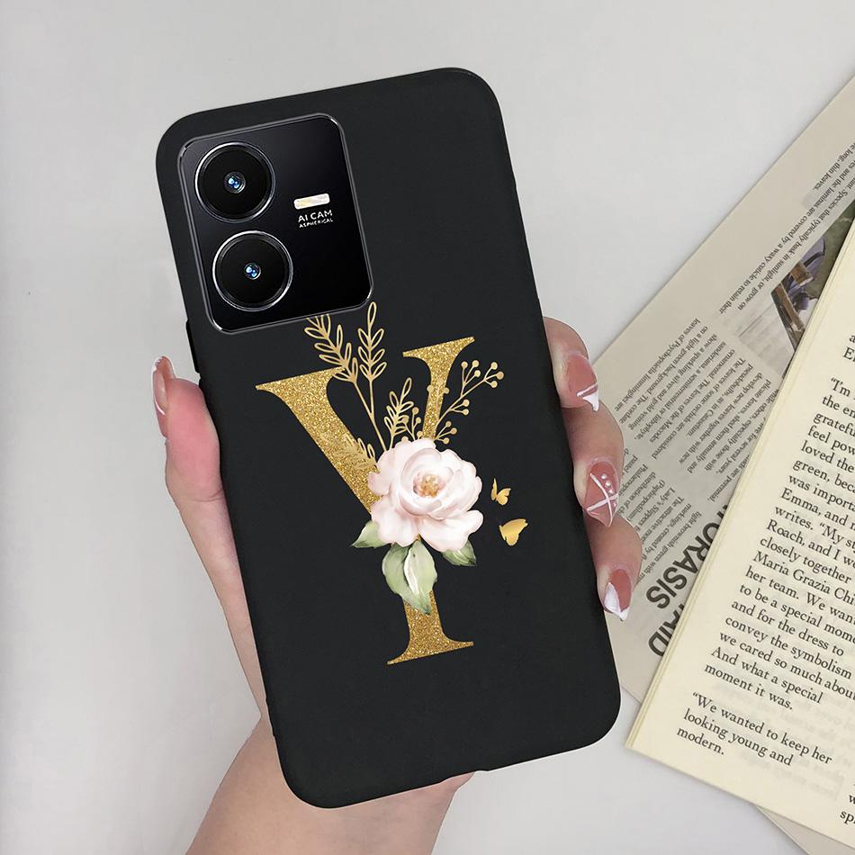 Flower Letters Case For Vivo Y22 2022 Y22S Matte Silicon Soft TPU Back Phone Cover For VivoY22 Y 22 22S Case Funda Bumper Shell