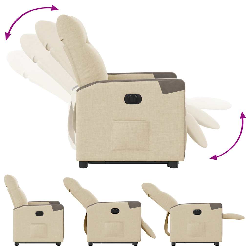 Electric Recliner Chair with Rising Assistance Cream Fabric