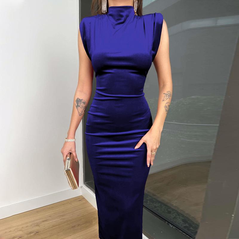 2024 sommerkjoler for kvinner Sexy Spaghetti Stropp Svart Lang Kjole Y2k Ermeløs Solid Skinny Bodycon Trompet Maxi Vestidos