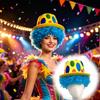 Colorful Halloween Cosplay Wig Rainbow Polka Dot Print High Hat Afro Clown Wig Top Hat Set Skits