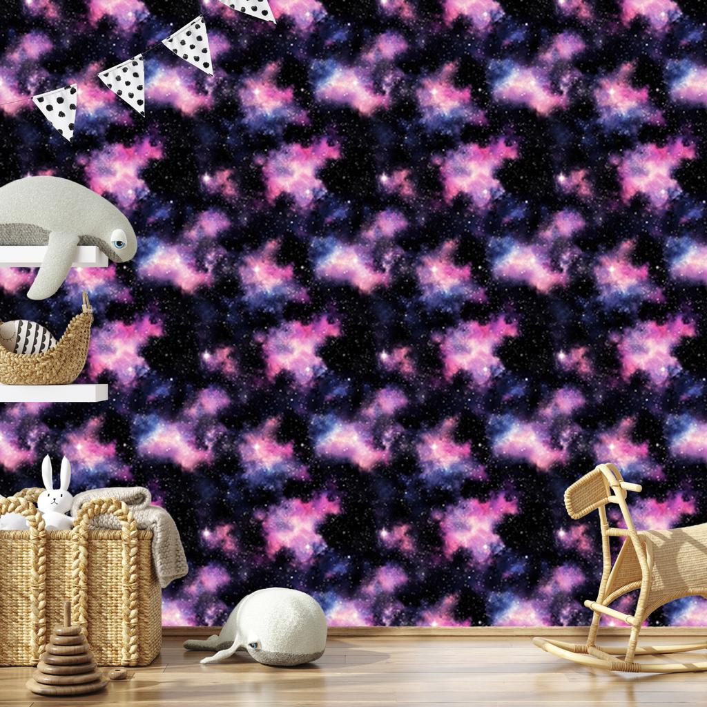 Watercolor Galaxy Wallpaper Black, Indigo and Violet 50x1000