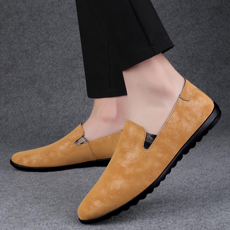 Men's Shoes 2025 Summer New Men's Simple Style Versatile Comfortable Casual Leather Shoes Soft Sole Non-slip Foot Driving Shoes