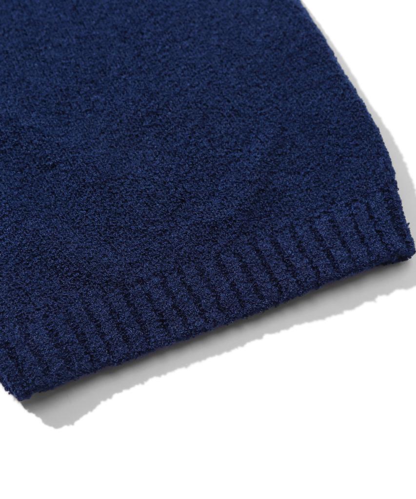 TRILLION Washable Boucle Collar Short Sleeve Knit (Current Navy)