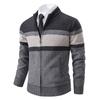 Men's Color Matching Stand-up Collar Men's Jacket Winter Velvet Youth Knitted Warm Jacket